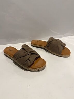a.n.a Brown Knotted Espadrille Slide Sandals - Women
